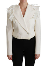 Dolce & Gabbana White Double Breasted Coat Wool Jacket -   -  Dolce & Gabbana.